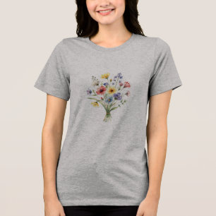 Camiseta Triblenda Ramo Vibrante de Pradera de Verano Clipart de Bord