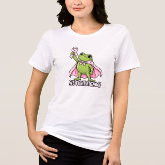 Camiseta Triblenda Rana divertida lazo rosa conciencia del cáncer Muj