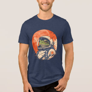 Camiseta Triblenda Rana Espacial Retro Bajo Luna Roja