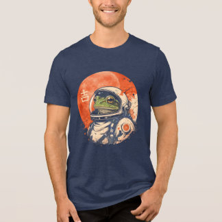 Camiseta Triblenda Rana Espacial Retro Bajo Luna Roja