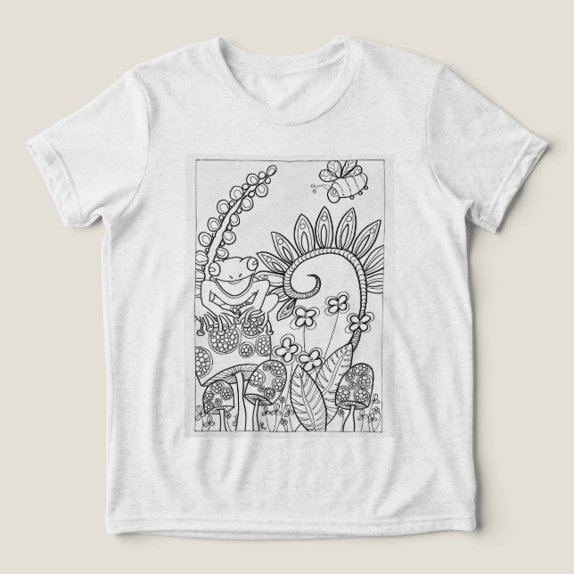 Camiseta Triblenda Rana pequeña en un hongo (Diseño delantero )