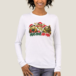 Camiseta Triblenda Ranas divertidas de Navidad con gorros de Santa