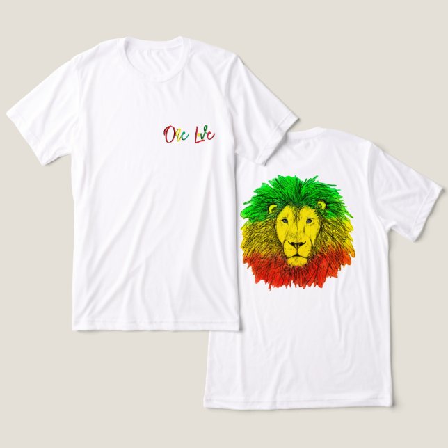 Camiseta Triblenda rasta cabeza de león rojo verde amarillo Jamaica u (Diseño Anverso y Reverso)