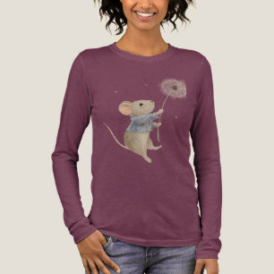 Camiseta Triblenda ratón lindo vuela sobre un diente de león
