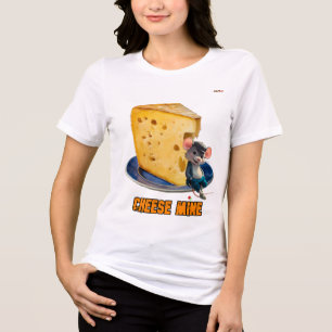 Camiseta Triblenda Ratón Personalizado apoyado contra el queso
