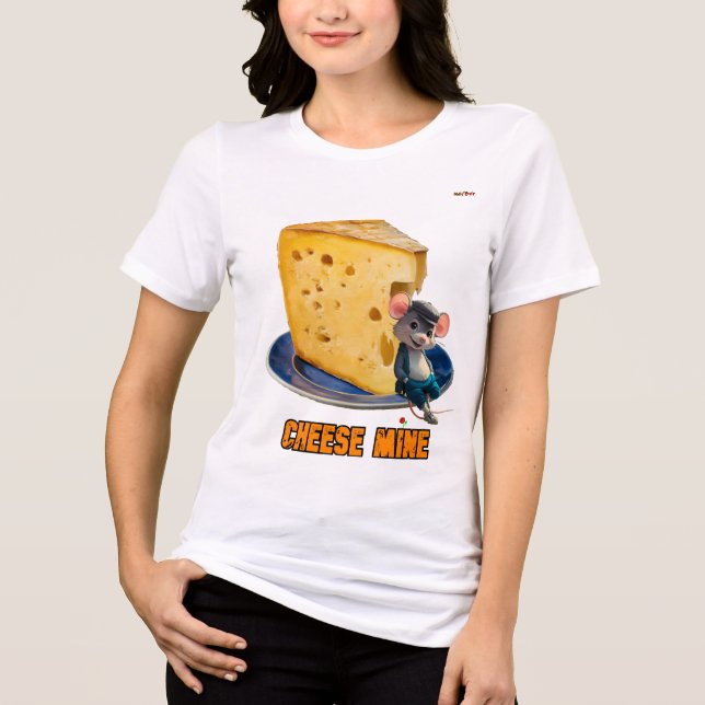 Camiseta Triblenda Ratón Personalizado apoyado contra el queso (Anverso)