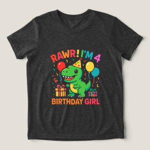 Camiseta Triblenda Rawr, tengo 4 Chicas de cumpleaños de dinosaurio