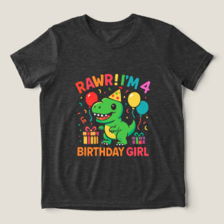 Camiseta Triblenda Rawr, tengo 4 Chicas de cumpleaños de dinosaurio