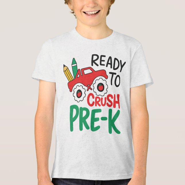 Camiseta Triblenda Ready to Crush Pre‑K Boys back to school (Anverso)