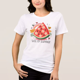 Camiseta Triblenda Rebanada de Verano, Gráfico de Rodajas de Sandía 