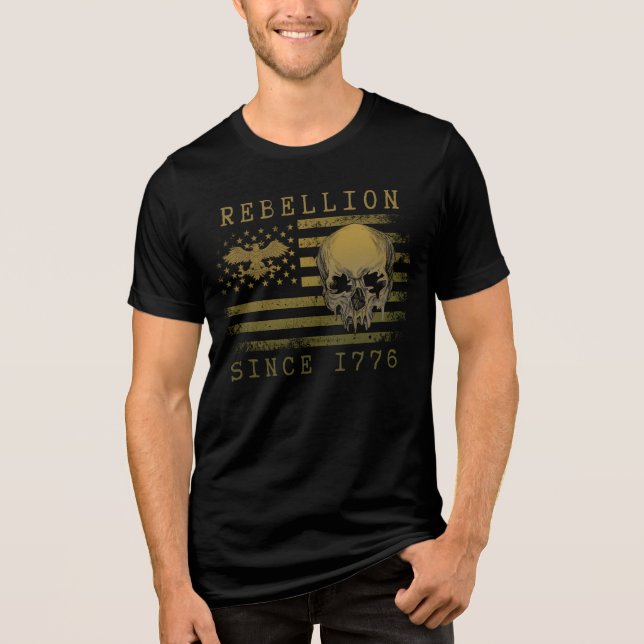 Camiseta Triblenda Rebellion 1776 American Flag Skull Design T-Shirt (Anverso)