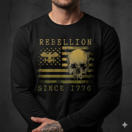Camiseta Triblenda Rebellion 1776 American Flag Skull Long Sleeve Tee