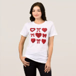 Camiseta Triblenda Red 3D Texture Hearts and Bows Coquette Aesthetic<br><div class="desc">Make a bold yet feminine statement with this unique red hearts and bows t-shirt. Featuring a stunning variety of textures—including intricate embroidery styles, knitted patterns, and polka dot details—this design brings a high-end, tactile look to your everyday wardrobe. Perfectly aligned with the coquette aesthetic and romantic vintage trends, these rich...</div>