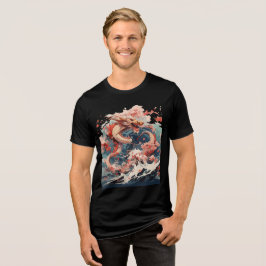 Camiseta Triblenda Red and Gold Dragon Over Stormy Sea