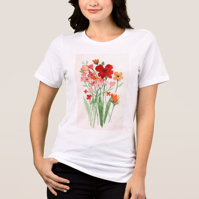 Camiseta Triblenda Red and Pink Wildflowers  (Anverso)