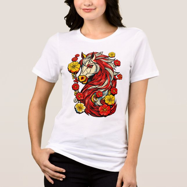 Camiseta Triblenda Red Fire Horse – Chinese Zodiac 2026 (Anverso)