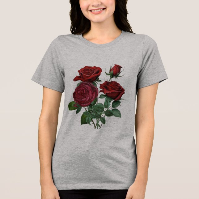 Camiseta Triblenda "Red Rose Women's T-Shirt – Feminine Elegance in B (Anverso)