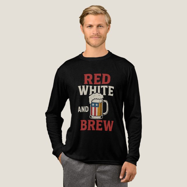 Camiseta Triblenda Red White and Brew Shirt – Funny Beer & USA Flag T (Anverso Completo)