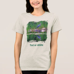 Camiseta Triblenda Reflejos de Garza Azul Pintura de Animales 