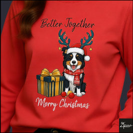 Camiseta Triblenda Regalo de bufanda de collie de Navidad con renos