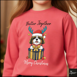 Camiseta Triblenda Regalo de Bufanda de Reno de Navidad para Shih Tzu