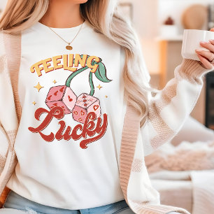 Camiseta Triblenda Regalo de dados retro Feeling Lucky para ella