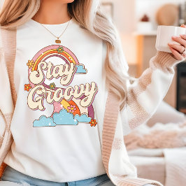 Camiseta Triblenda Regalo de flor de arcoíris retro Stay Groovy
