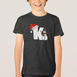 Camiseta Triblenda Regalo de Navidad con letra k en blanco