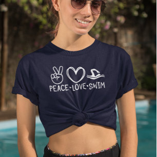 Camiseta Triblenda Regalo del equipo de natación de la paz y el amor