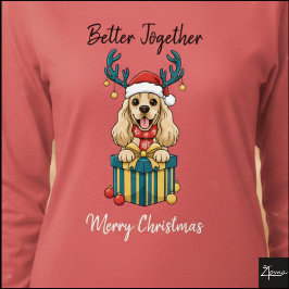Camiseta Triblenda Regalo Gráfico de Cocker Spaniel Navideño Divertid