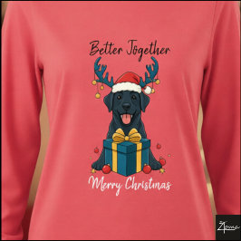 Camiseta Triblenda Regalo Gráfico de Labrador Negro Navidad Reno