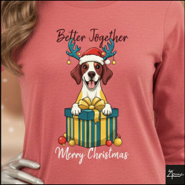Camiseta Triblenda Regalo gráfico de Pointer manchado de Navidad sin 