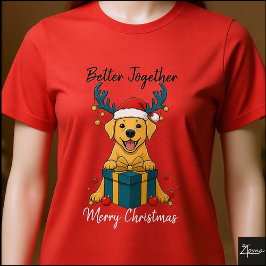 Camiseta Triblenda Regalo Gráfico de Reno Labrador Amarillo de Navida