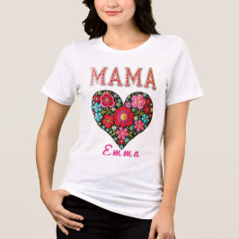 Camiseta Triblenda Regalo personalizado de corazón floral para mamá