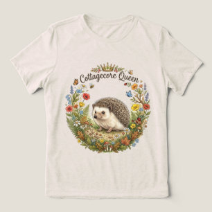 Camiseta Triblenda Reina Cottagecore Erizo Lindo Corona Floral