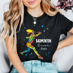 Camiseta Triblenda Reina de bádminton personalizada vibrante abstract