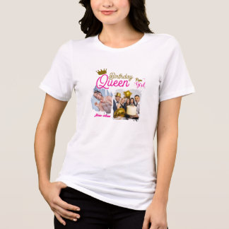 Camiseta Triblenda Reina de cumpleaños diseño de texto de foto person