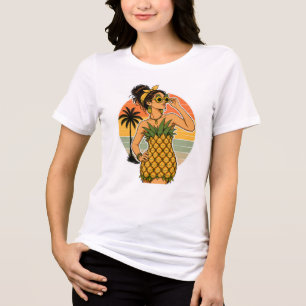 Camiseta Triblenda Reina de la Piña Vibraciones Retro Tropicales de V