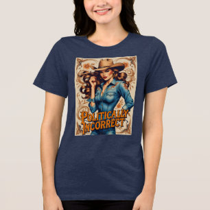 Camiseta Triblenda Reina de rodeo de cosecha de vintage sazosa y polí