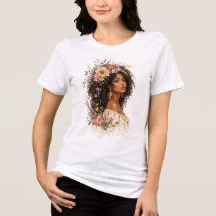 Camiseta Triblenda Reina Floral del Cabello Rizado