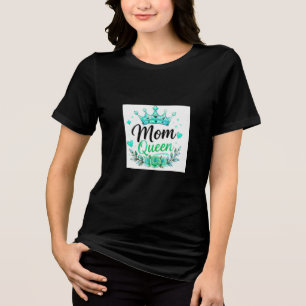 Camiseta Triblenda Reina Mamá Corona Teal Floral