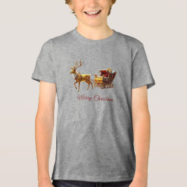 Camiseta Triblenda Reindeer Christmas Sleigh Holiday