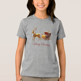 Camiseta Triblenda Reindeer Christmas Sleigh Holiday