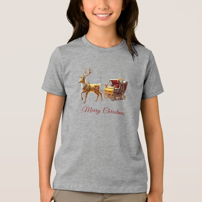 Camiseta Triblenda Reindeer Christmas Sleigh Holiday (Anverso)