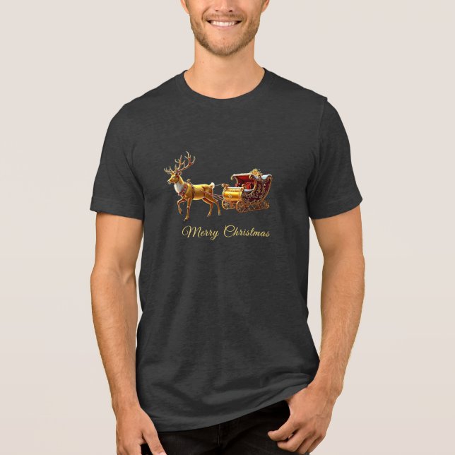 Camiseta Triblenda Reindeer Christmas Sleigh Holiday Men's T-Shirt (Anverso)