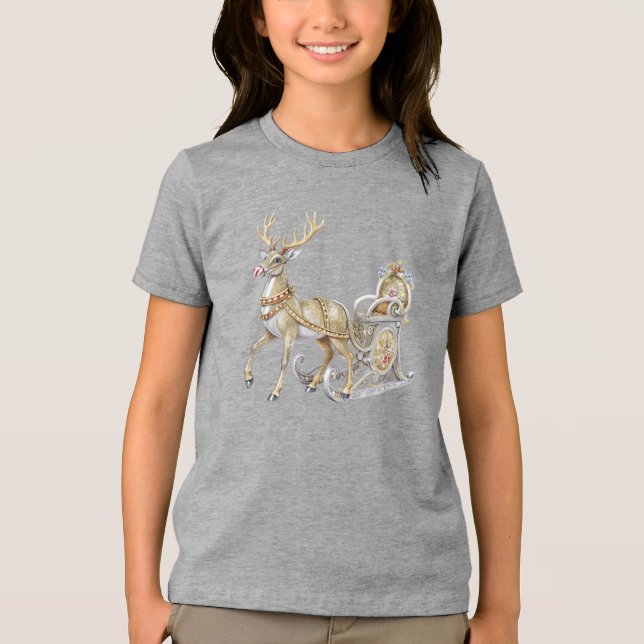 Camiseta Triblenda Reindeer Sleigh Holiday T-Shirt (Anverso)