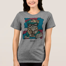 Camiseta Triblenda Relajado Street Retro Cat | Divertido