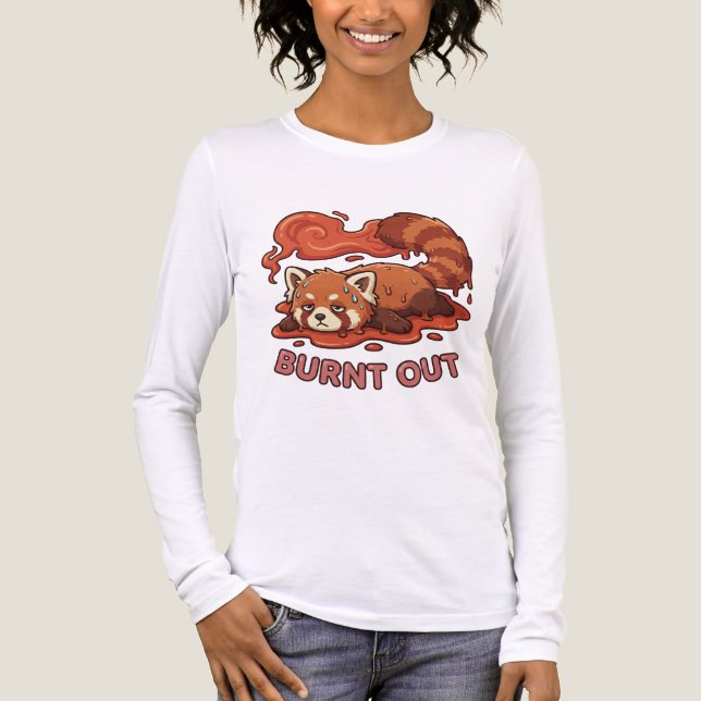 Camiseta Triblenda Relatable "Burnt Out" Red Panda – Cute Melted Aest (Anverso)