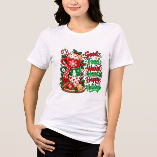 Camiseta Triblenda Repostería de Navidad Buena Comida Corazones Cálid