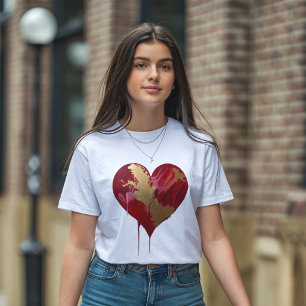 Camiseta Triblenda Resumen Corazón de amor: Diseño de pincel vibrante
